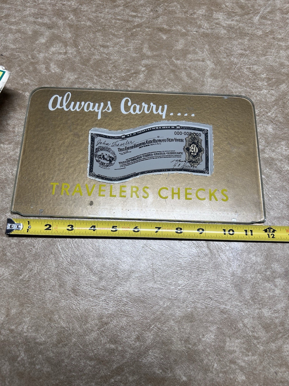 12″ Wide Vintage Travelers Checks Store Display Glass Two Piece Cash Register