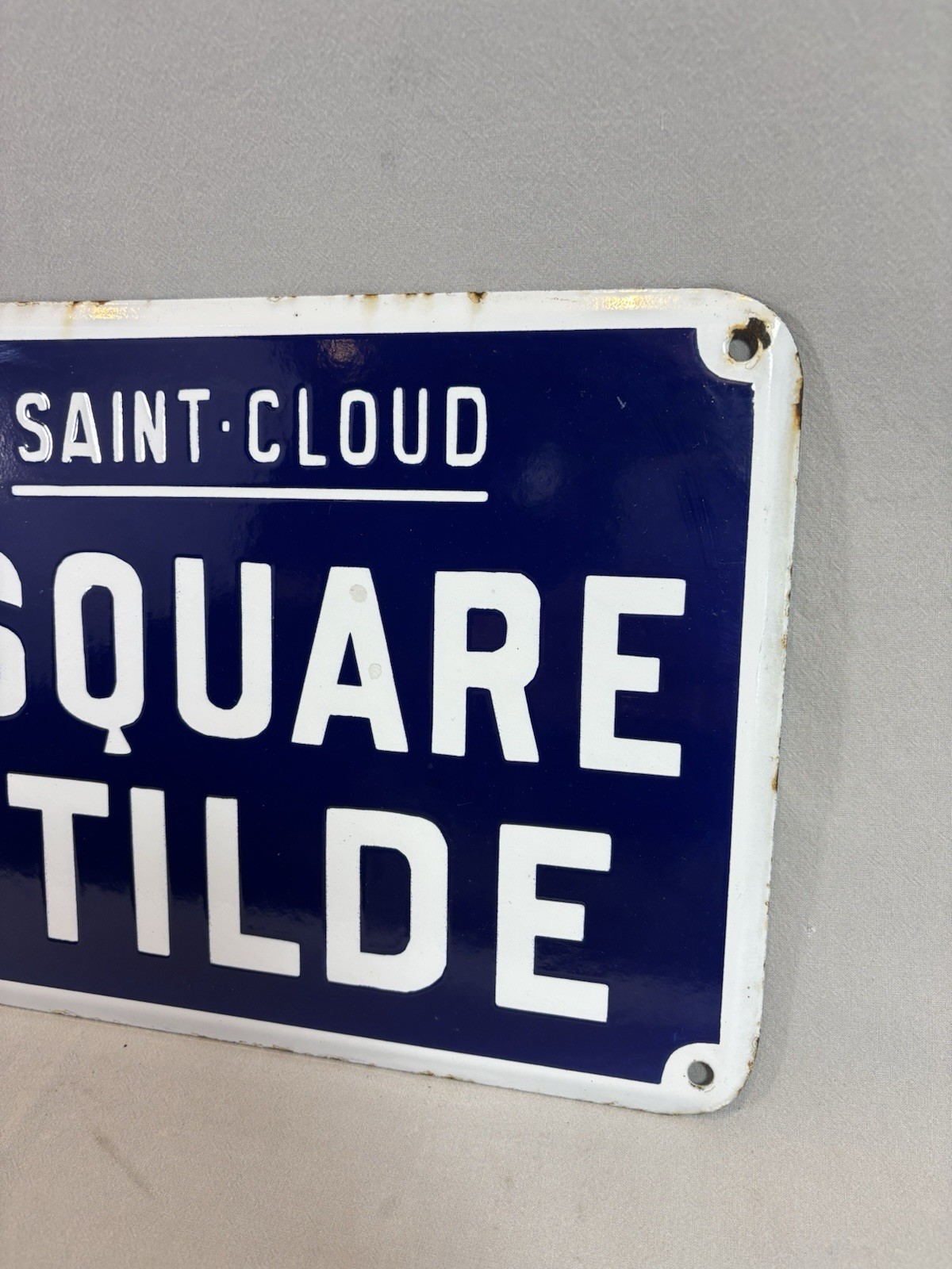 Vintage Enamel Sign Saint-Cloud Square Clotilde