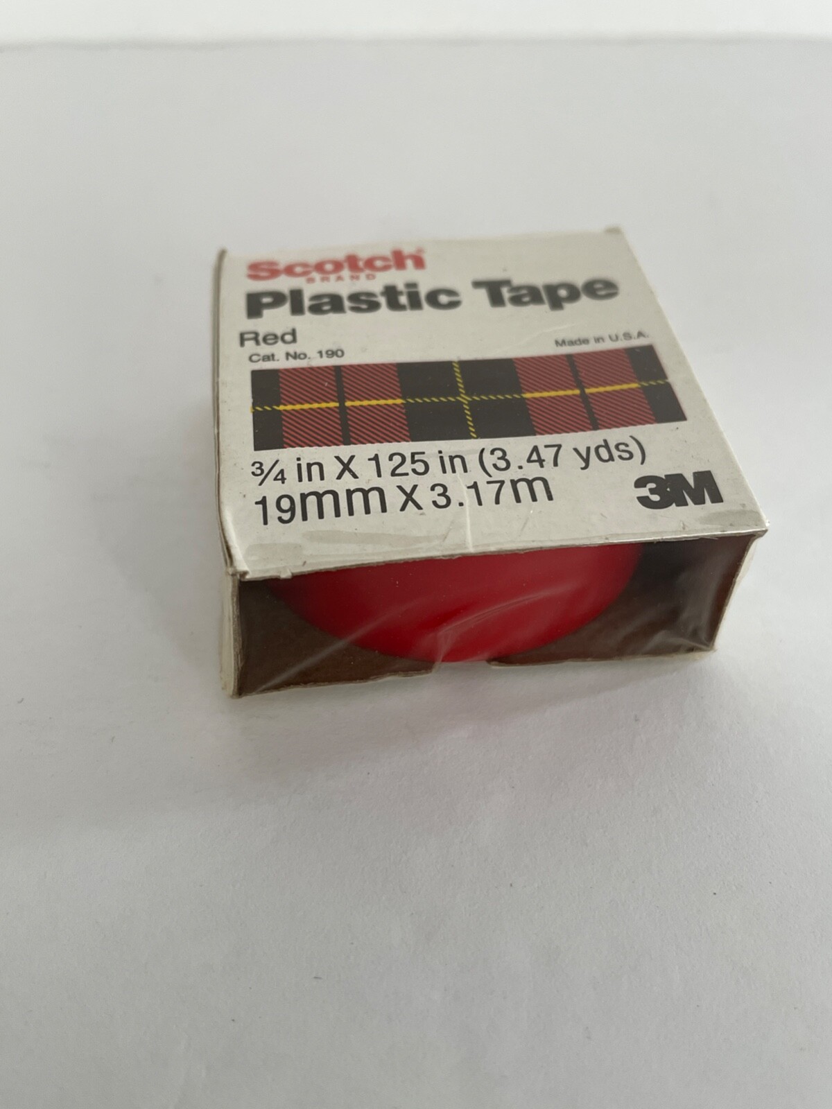 Lot of 6 NOS 1970’s Scotch 3M Plastic Tape – 3.47 Yards Each Red Made in USA