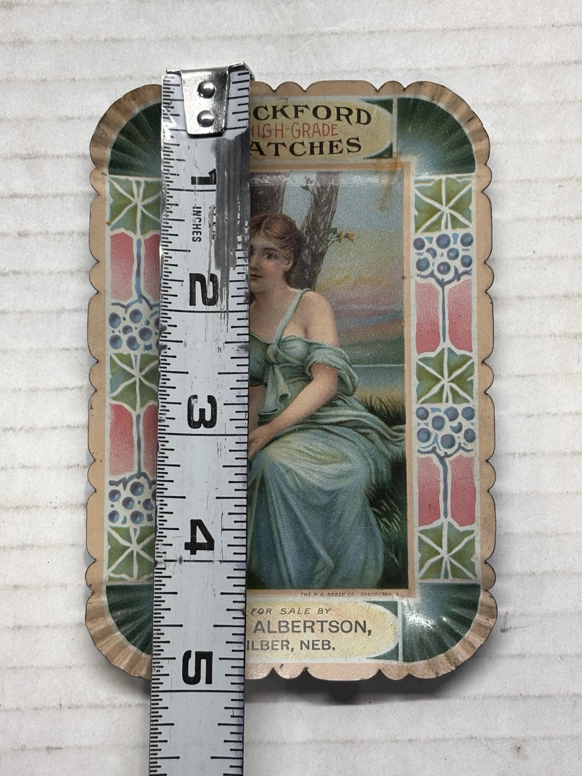 Rockford Watches Advertising Litho Tin Tip Tray J. L. Albertson Wilber, Nebraska