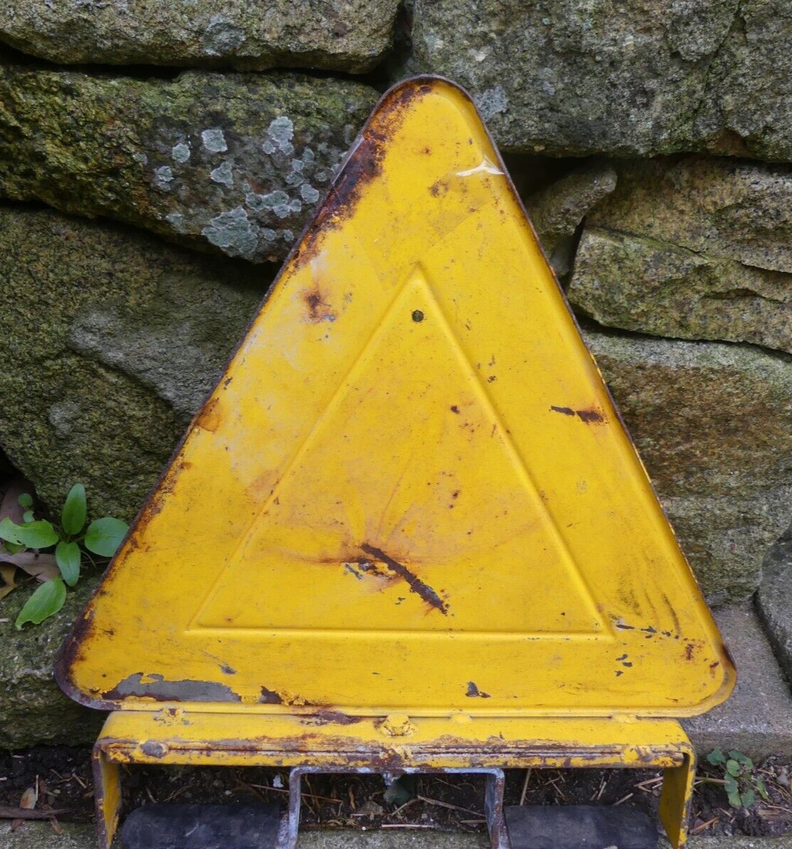 Antique 1950 SIGNALLING TRIANGLE, garage, car, motorcycle, no copy, no enamelled