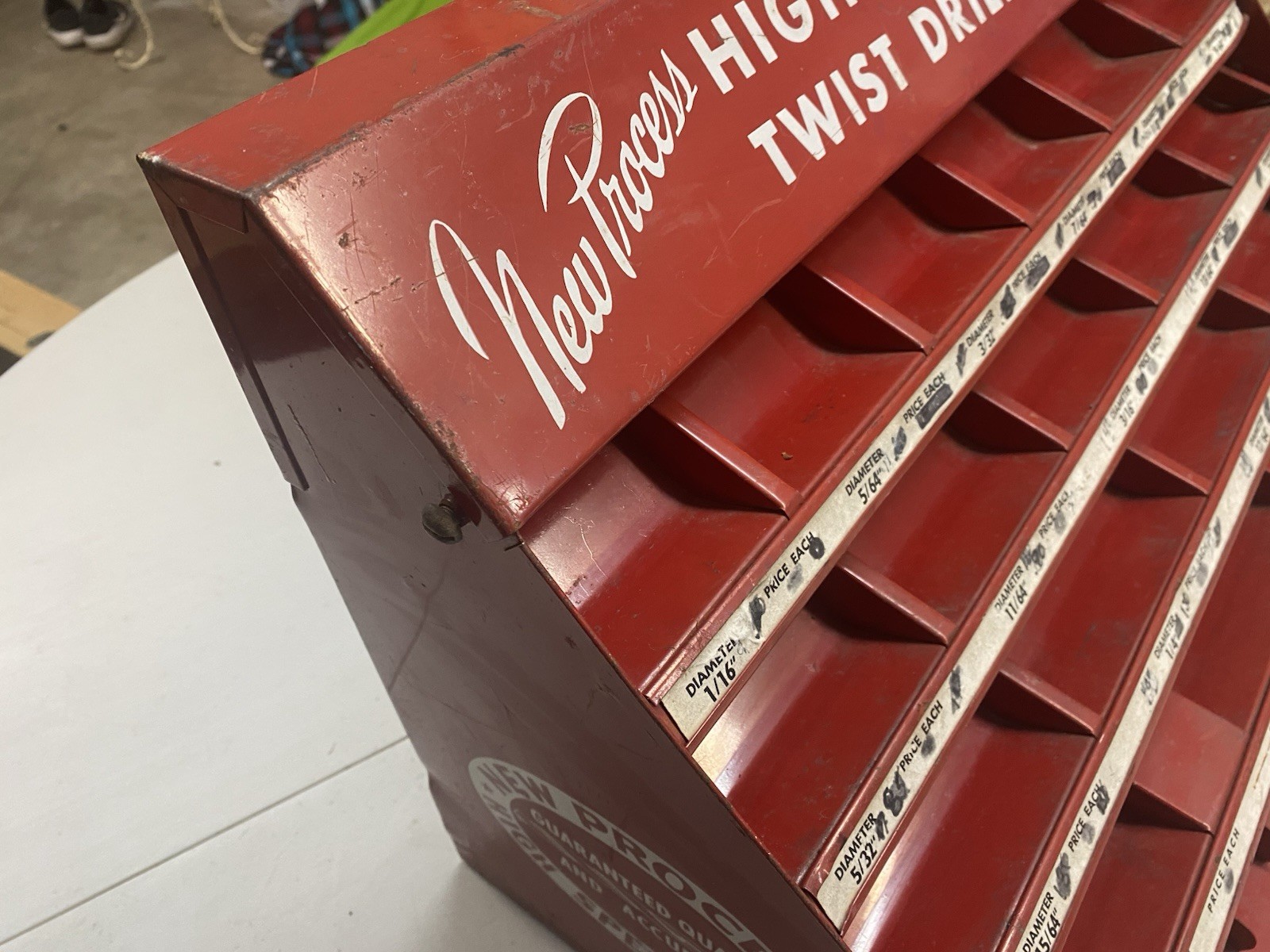 USED METAL COUNTER DISPLAY FOR DRILLS DRILL BITS – NEW PROCESS HIGH SPEED DRILLS