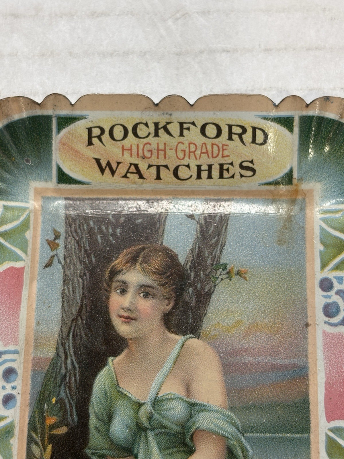 Rockford Watches Advertising Litho Tin Tip Tray J. L. Albertson Wilber, Nebraska