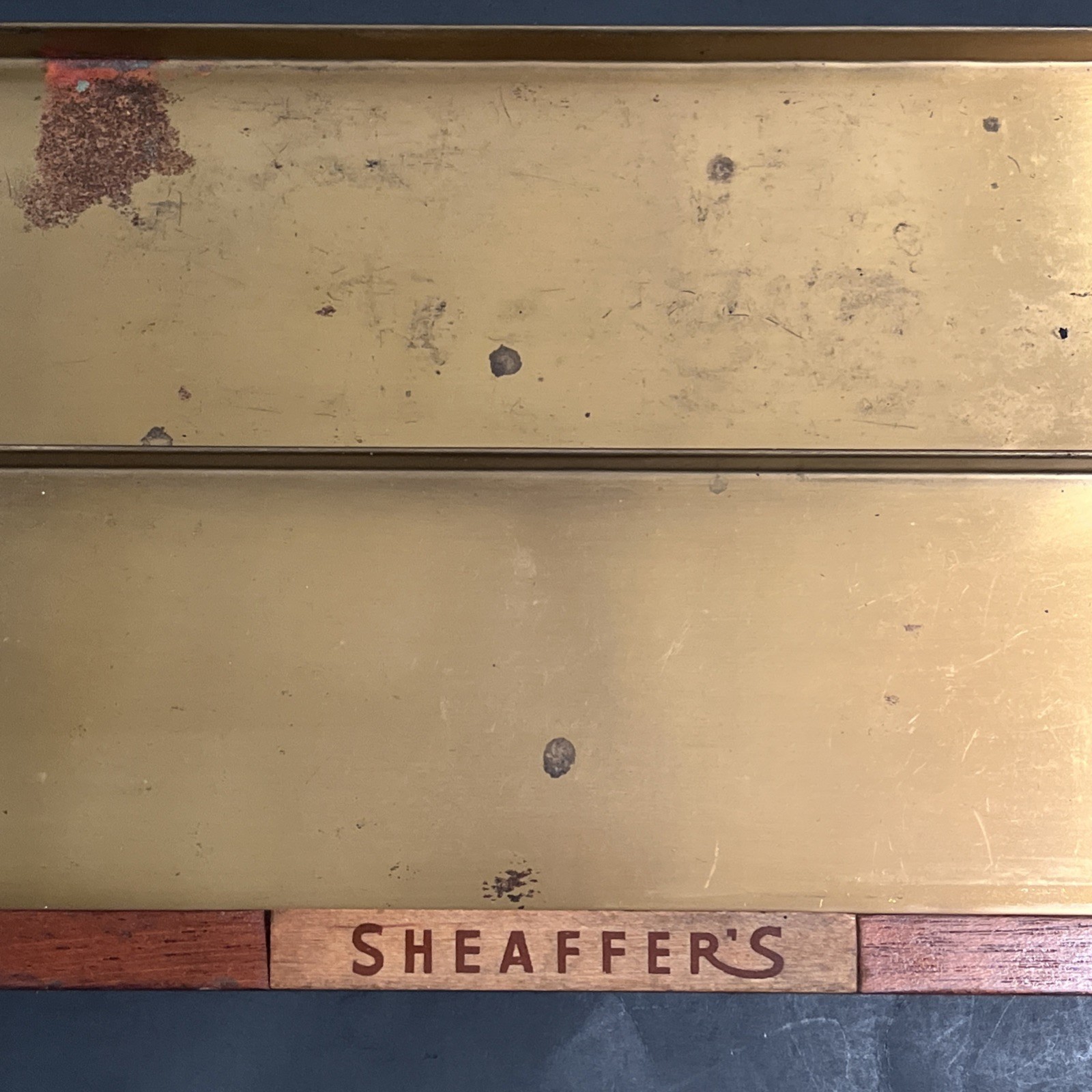 Vintage Sheafer’s Display Trays lot of 2 Wood Metal, as is, rough shape