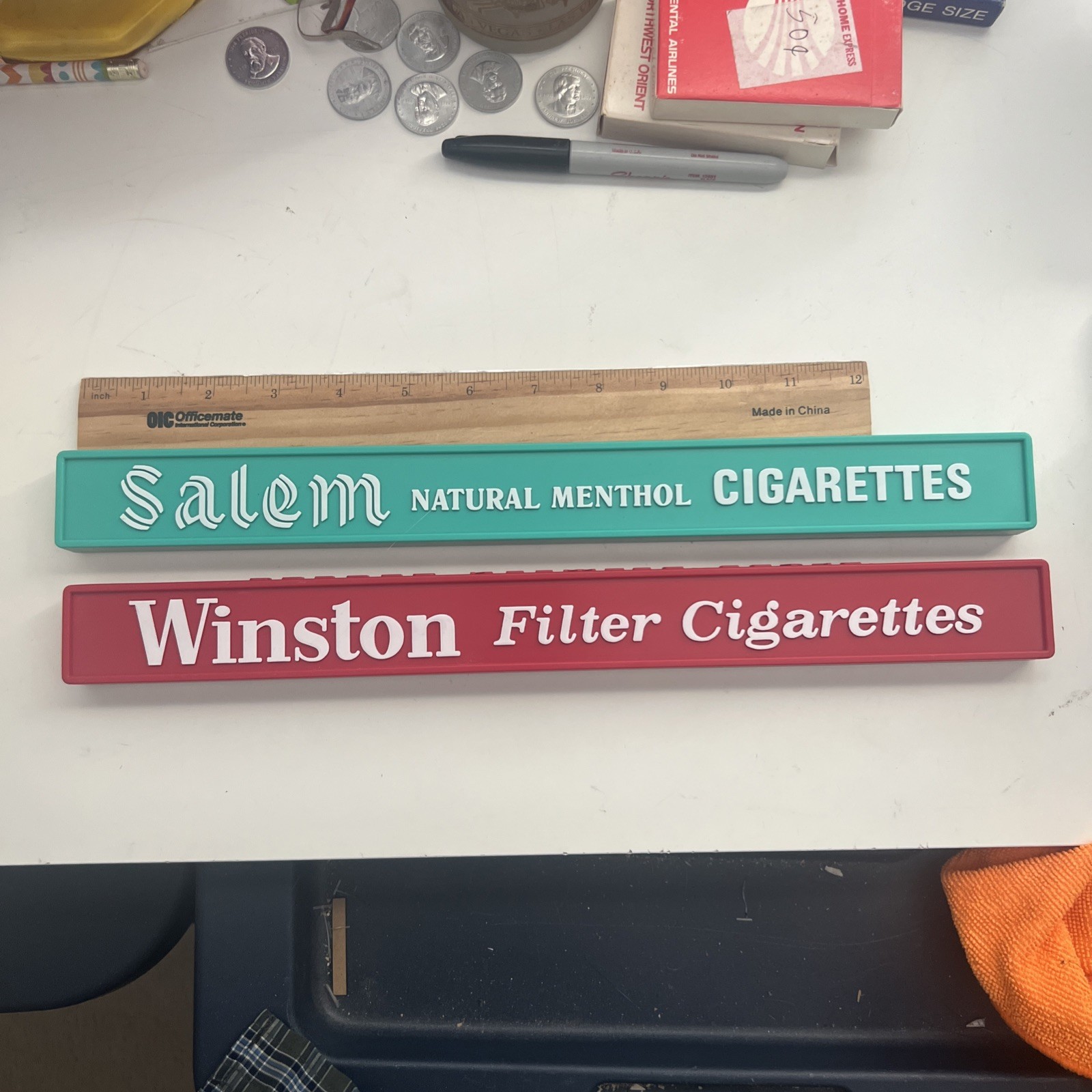 Old Grocery store belt order CheckOut divider cigarette Winston Salem Tobacco Ad