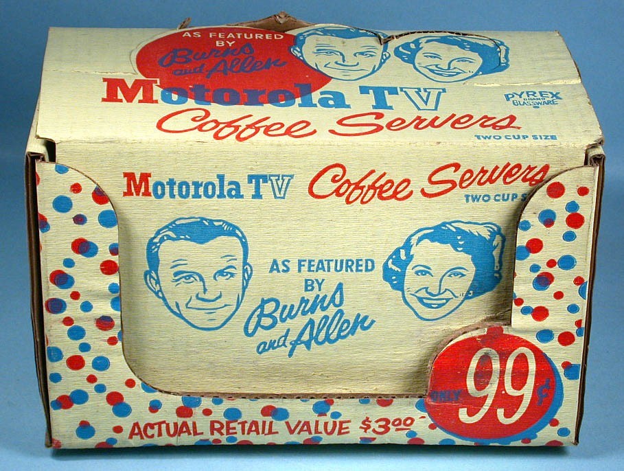 1950’s George Burns Gracie Allen Coffee Server Store Display Motorola TV Premium