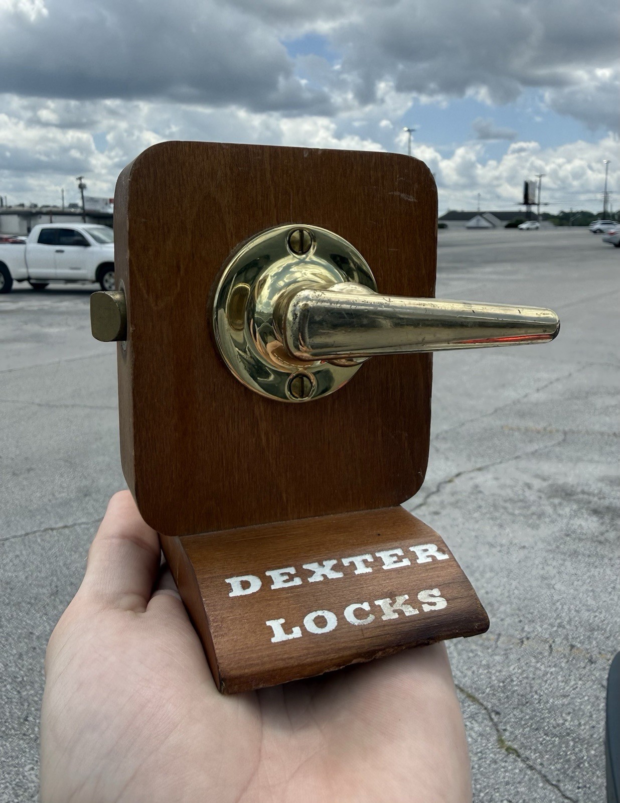 Vintage Dexter Locks Advertising Salesman Sample Counter Display Sign 1960s
