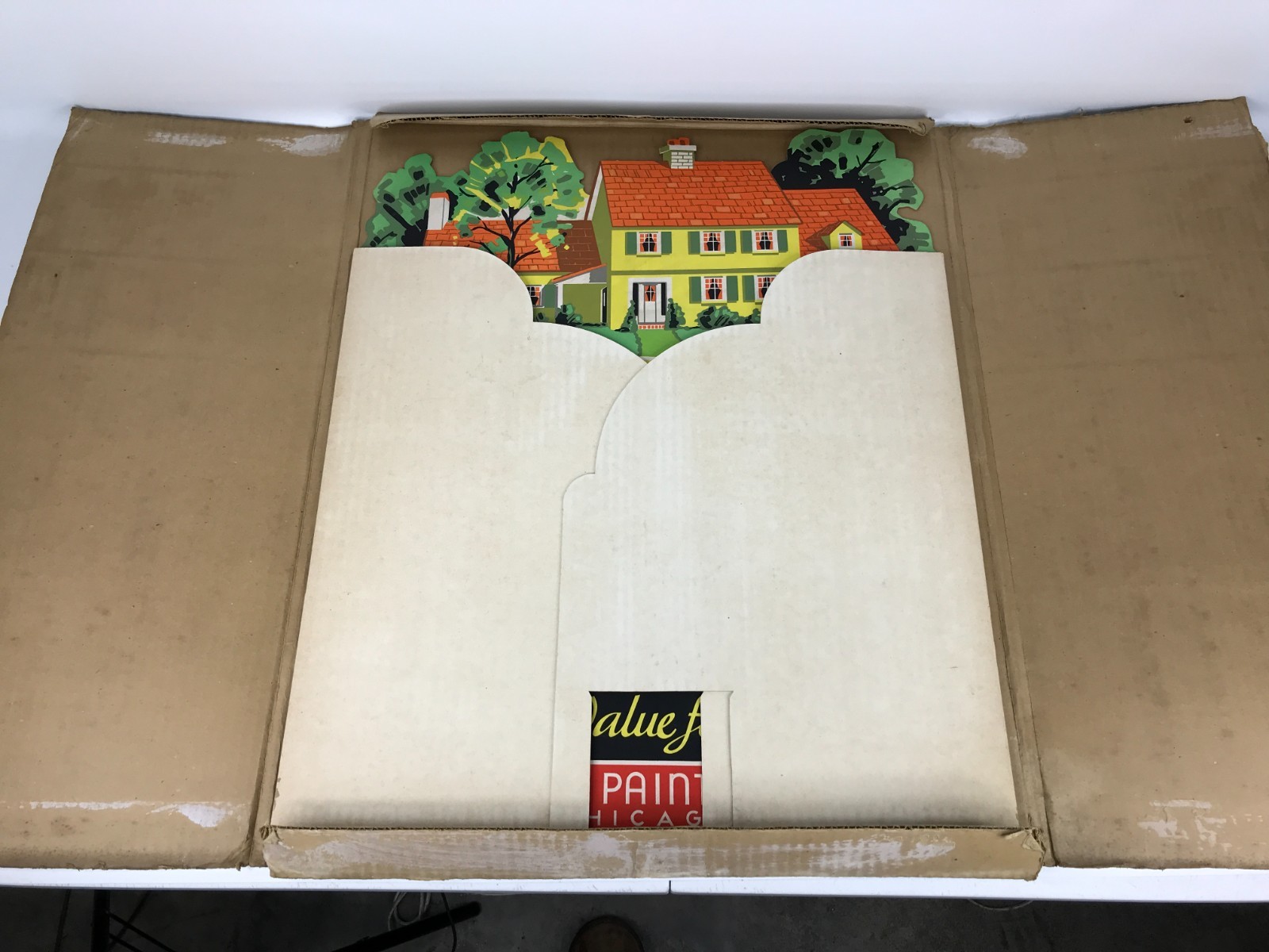 Rare Chicago Paint Works Chief Trifold Cardboard Advertising Sign Store Display