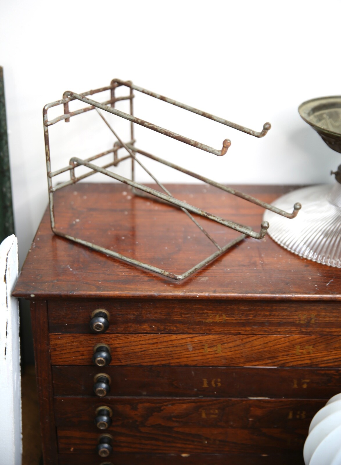 Vintage Store Counter Display Rack Metal Hook Jewelry padlocks Keys industrial