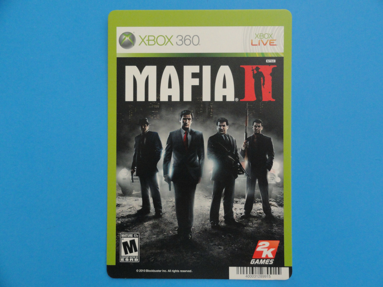 XBOX 360 MAFIA II BLOCKBUSTER VIDEO SHELF DISPLAY BACKER CARD
