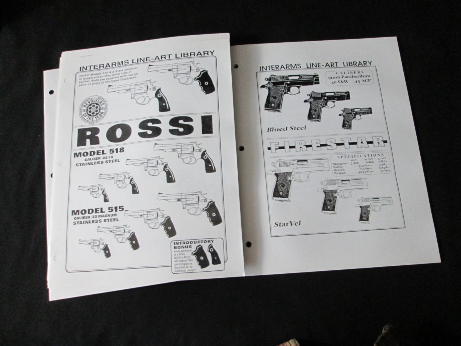 1995 Gun Dealer’s Advertising Easel Display~ Rossi Revolvers W/ Line-Art & tags