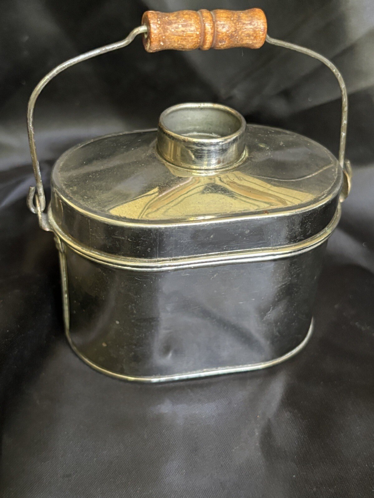 Antique Salesman Sample Miner’s Lunch Box 3″ Tall x 3.5″ Wide Wooden Handle