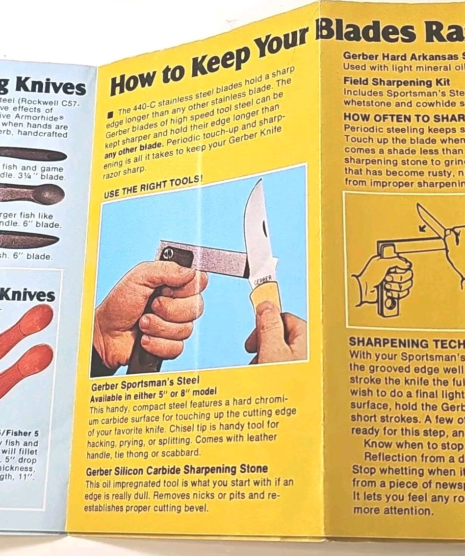 Vintage 1970’s Gerber Sportsmen’s Knives Knife Store Salesman’s Pamphlet