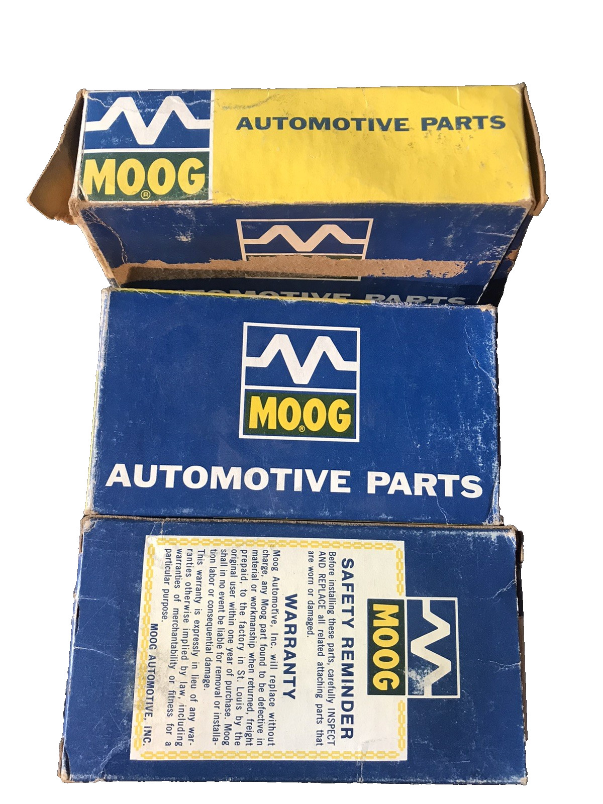3 – VINTAGE 1962 MOOG STEERING PARTS DISPLAY BOXs *BOXES ONLY* USED
