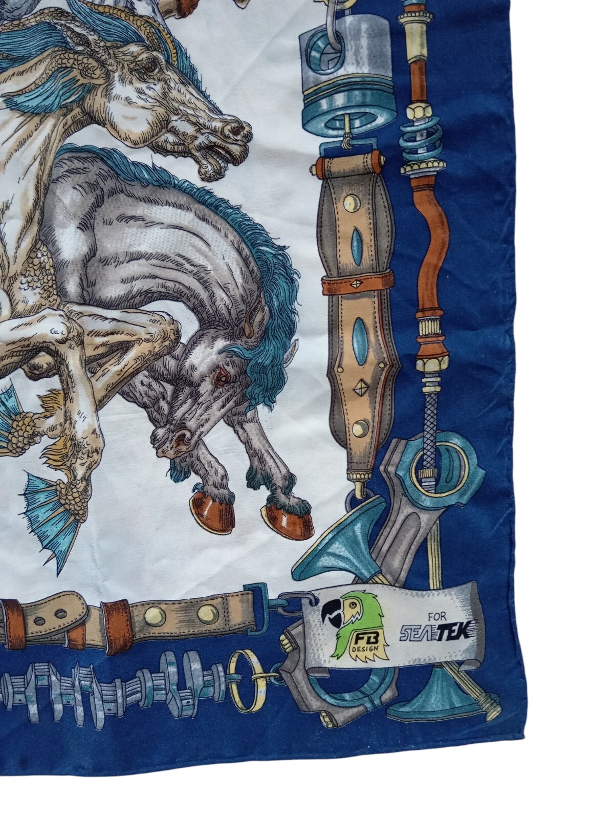 *HH* Foulard Seta Pubblicitario Sea Tek Seatek Azienda Carlo Bonomi Motore Horse