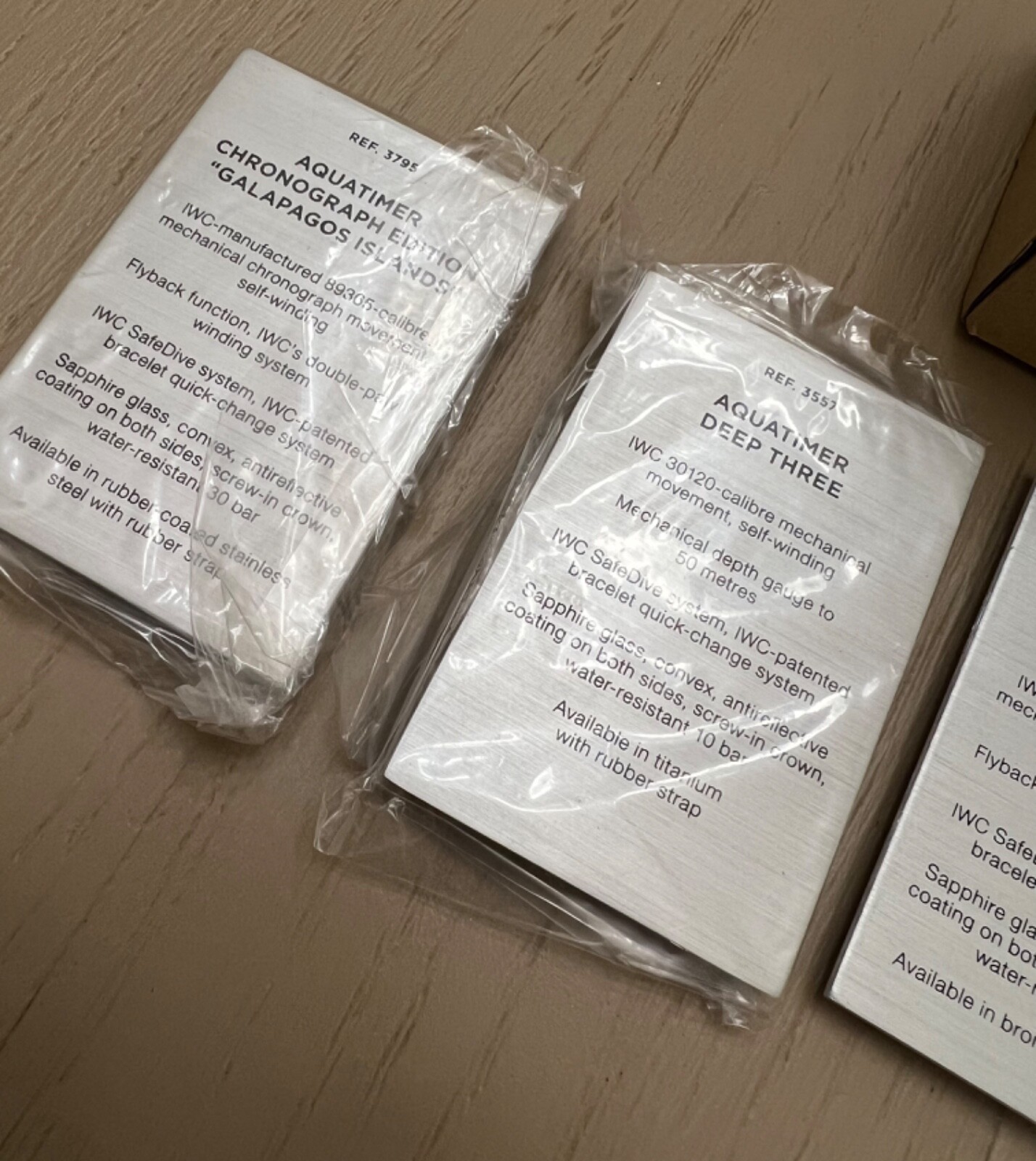 NEW IWC WATCHES AQUATIMER DEALER’S ALUMINUM DISPLAY SIGNS PLAQUES x 5 Collectors