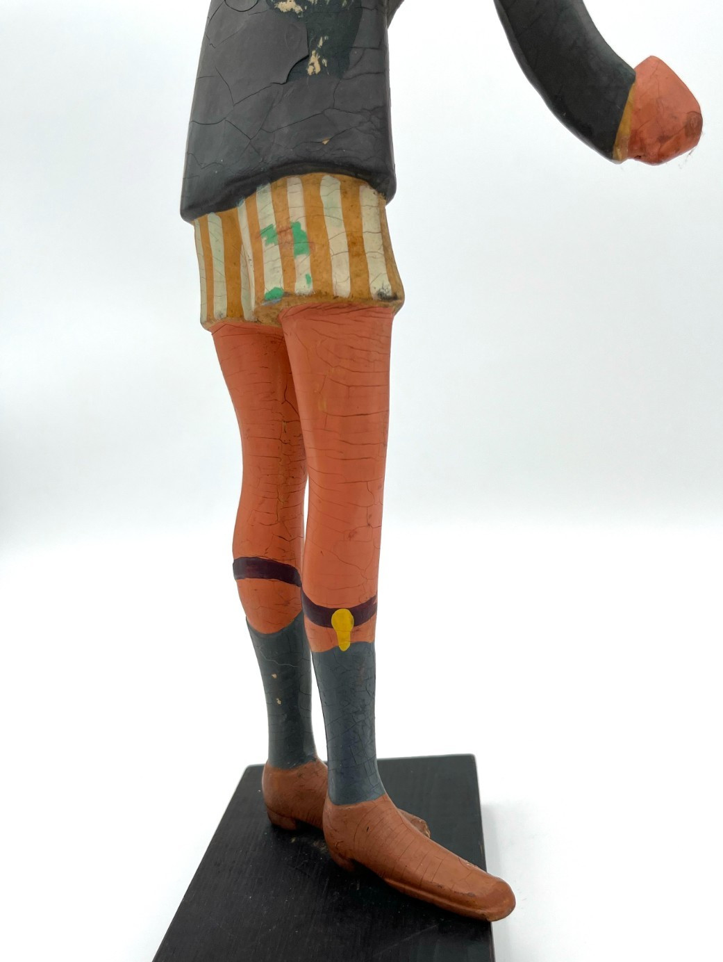 MCM Advertising Store Display Figure Signed Folk Art Man w Sock Garters 14″