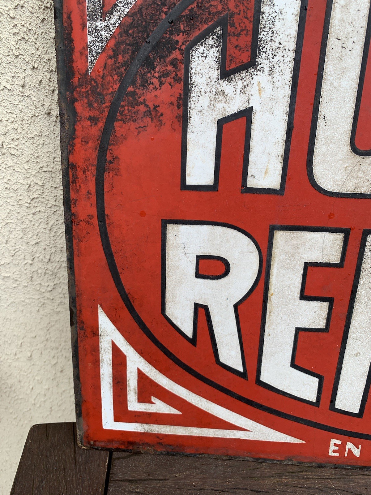 ANTIQUE RENAULT DOUBLE SIDED OIL ENAMEL PLATE