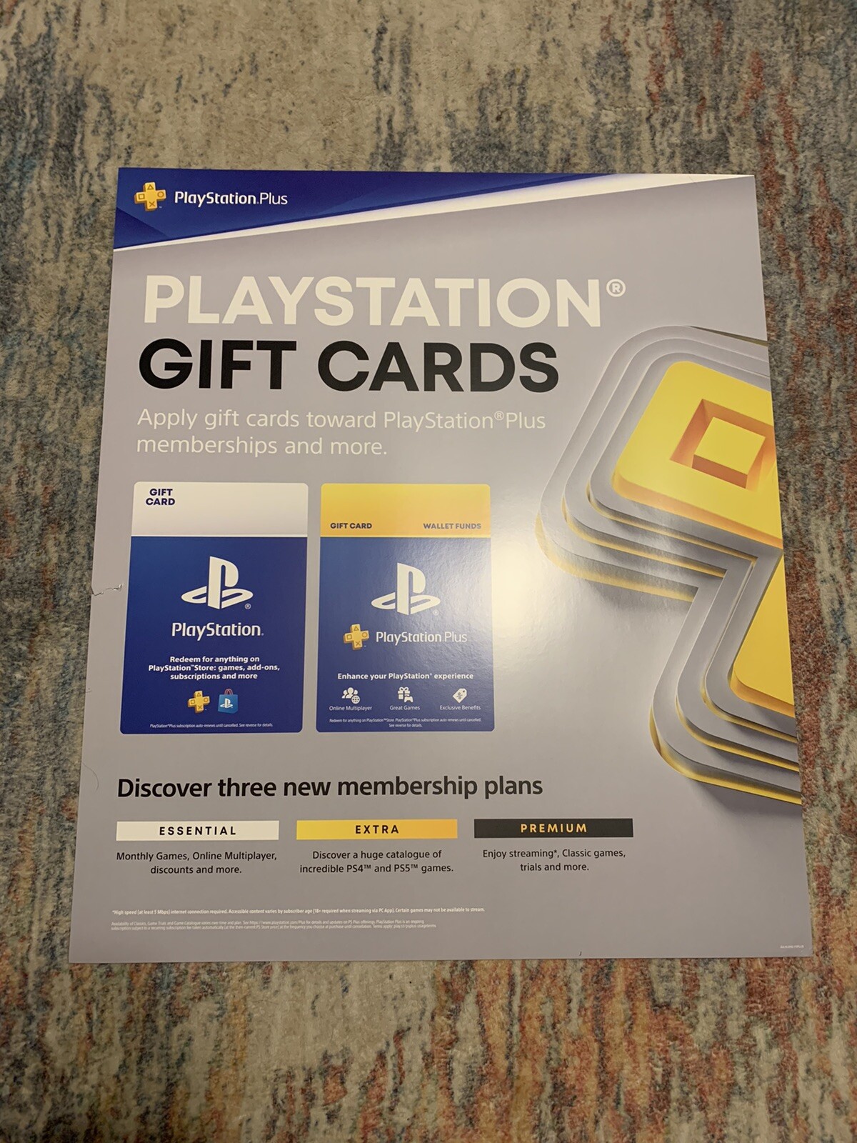 Playstation Plus Gift Card Promo Store Sign Advertisement GameStop Display Ad