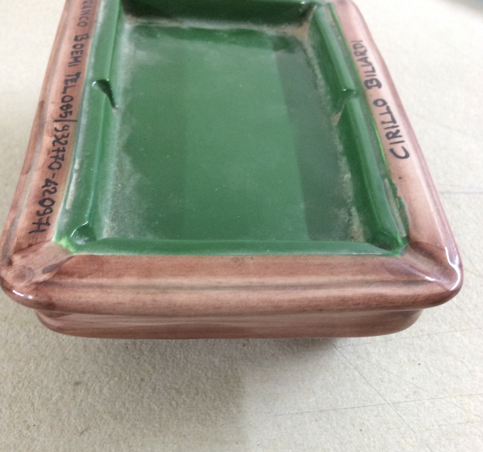 ABRUZZO-GAMES-CYRIL BILLIARDS-BOHEMIAN-ADVERTISING ASHTRAY-COLLECTIBLE
