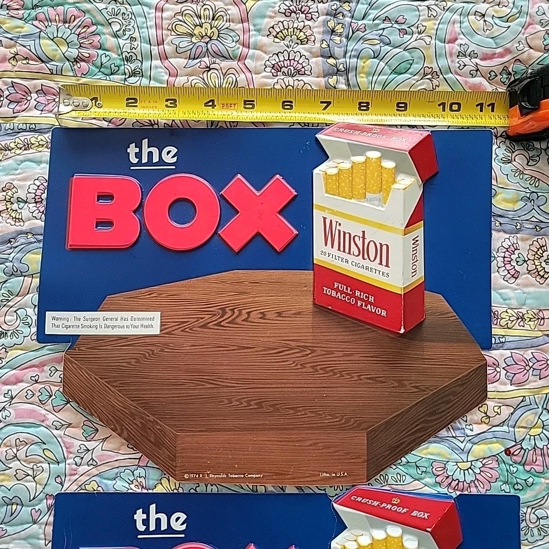 Vintage 1974 Winston The Box Plastic Sign Store Advertisement Set Of 2 3D READ