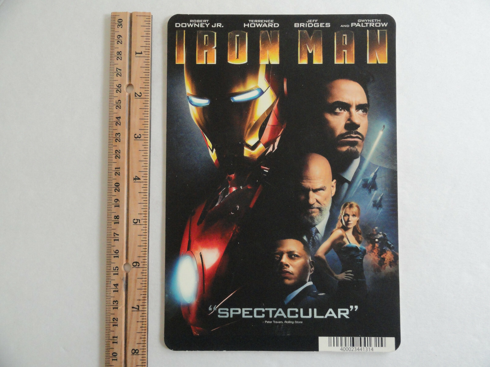 IRON MAN – ROBERT DOWNEY JR. – BLOCKBUSTER VIDEO BACKER CARD 5″X8″ NO MOVIE