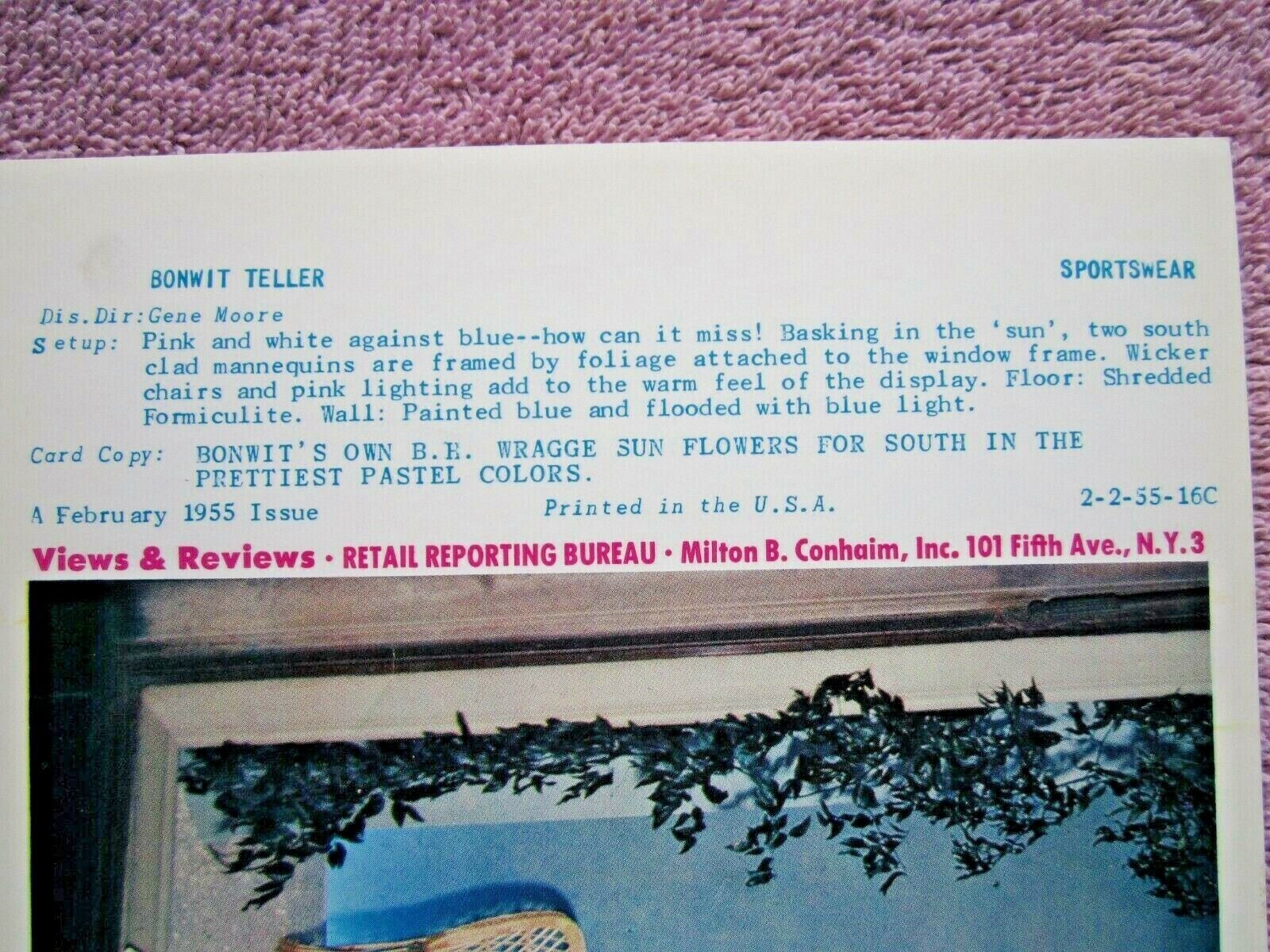 1955 BONWIT TELLER STORE WINDOW DISPLAY B.H.WRAGGE DESIGNS PHOTOGRAPH PRINT #206
