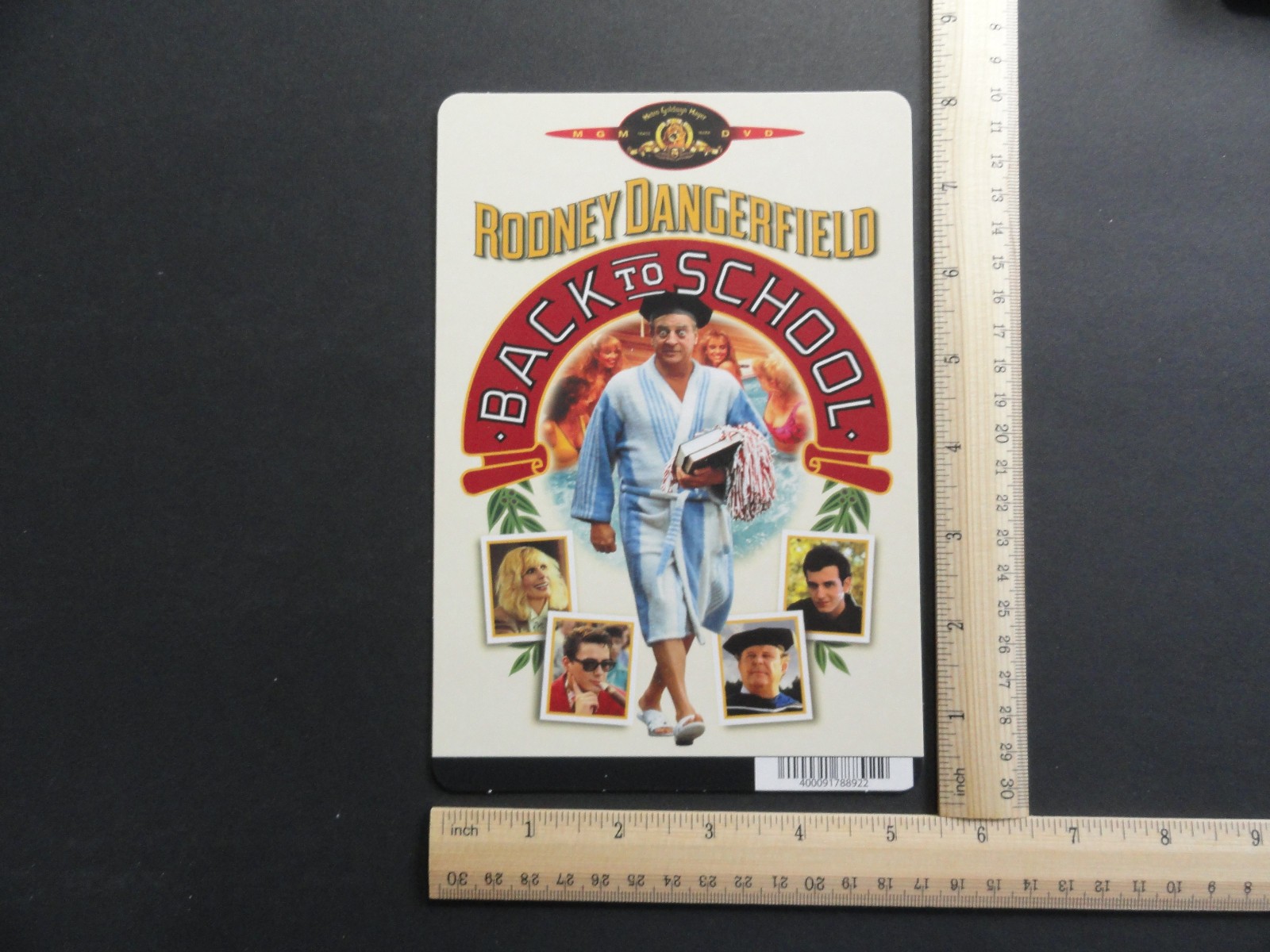 BACK TO SCHOOL (RODNEY DANGERFIELD) BLOCKBUSTER VIDEO STORE BACKER CARD