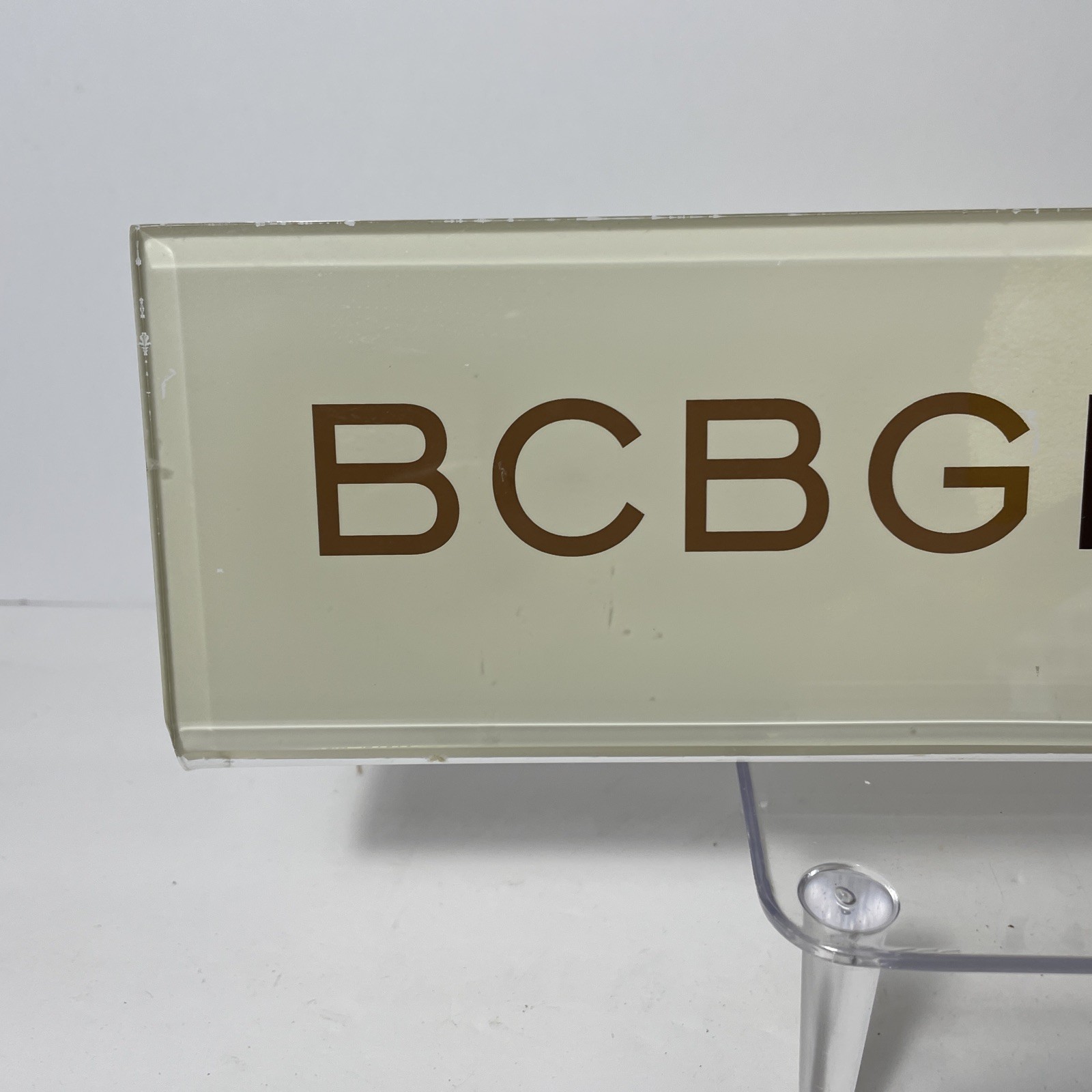 BCBGMAXAZRIA Designer Retail Countertop Display Sign Logo Gold Black Acrylic