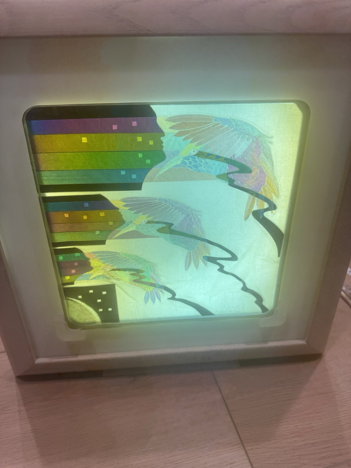 Rare Vtg Austine Studios Polage “Trio” Art Panel With Motorized Light Box Works!