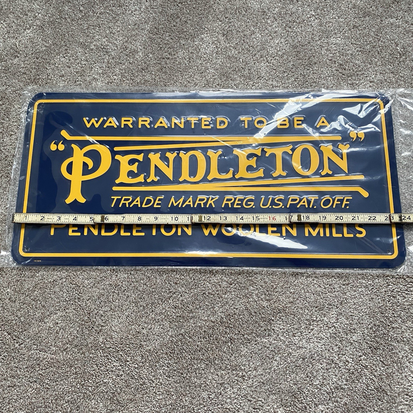 Pendleton Woolen Mills Metal Advertising Tin Sign – 11.5″ x 24″ NWT vintage vtg