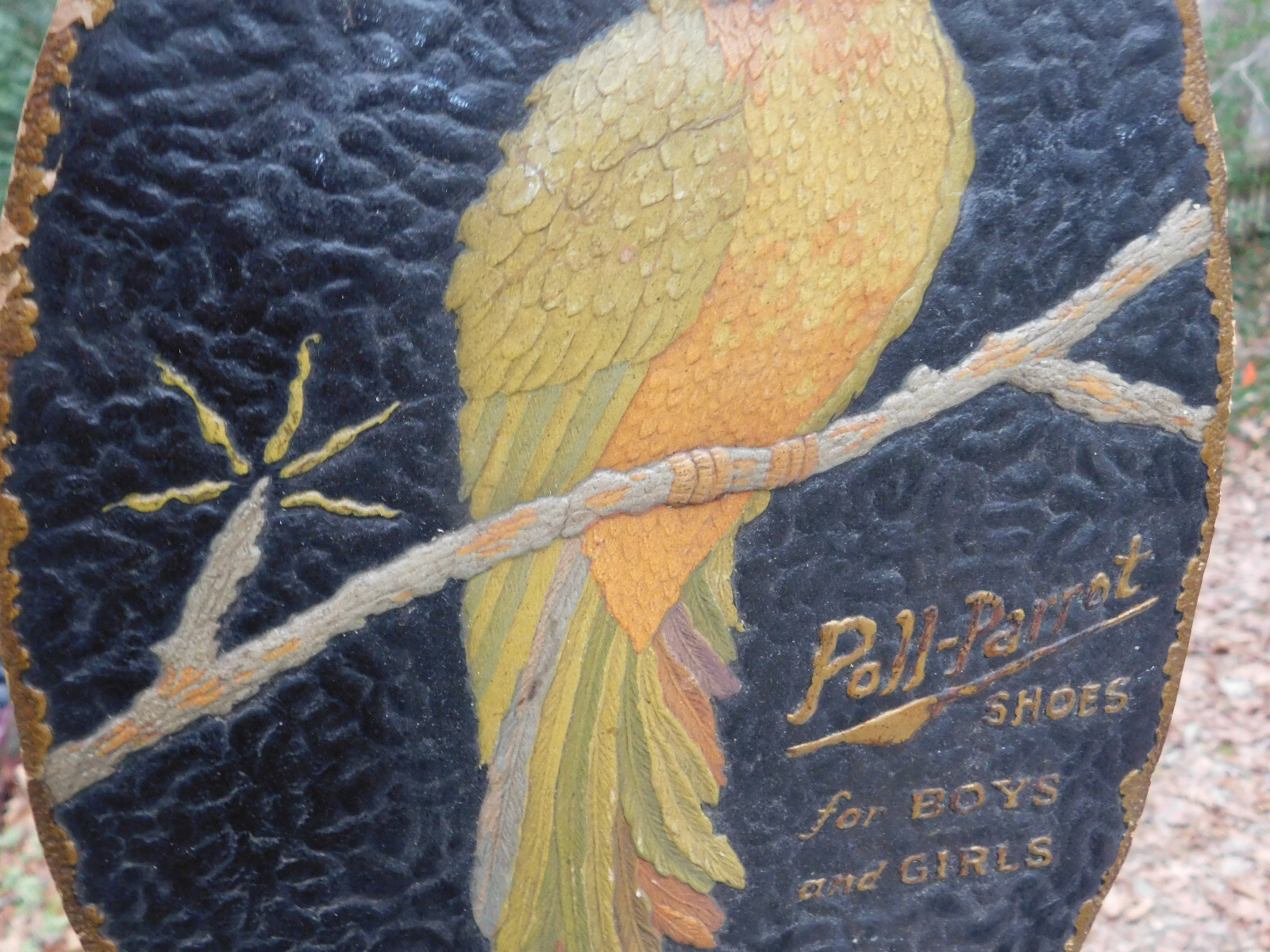 Antique Poll-Parrot Shoes 3-D Cardboard Store Display Sign 15.5 x 10″ *VERY OLD*