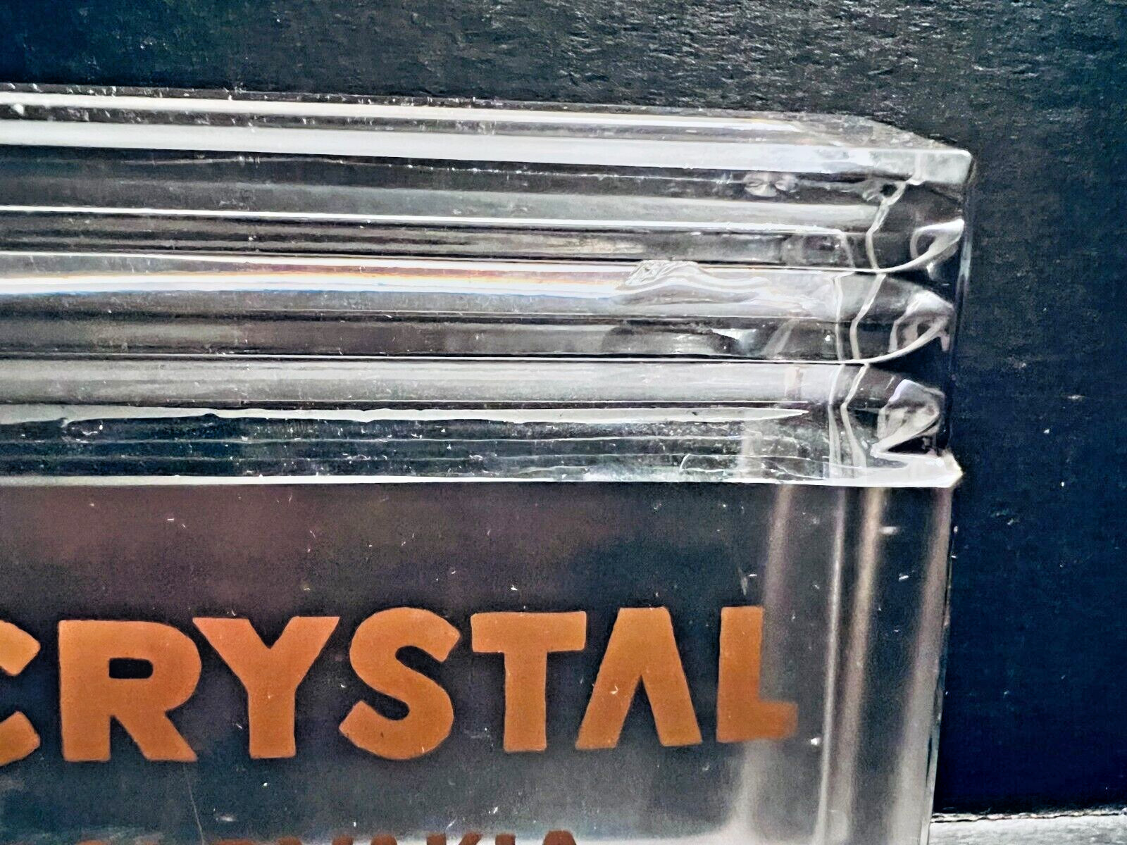 Bohemia Crystal Advertising Glass Store Dealer Sign “Made in Czechoslovakia”