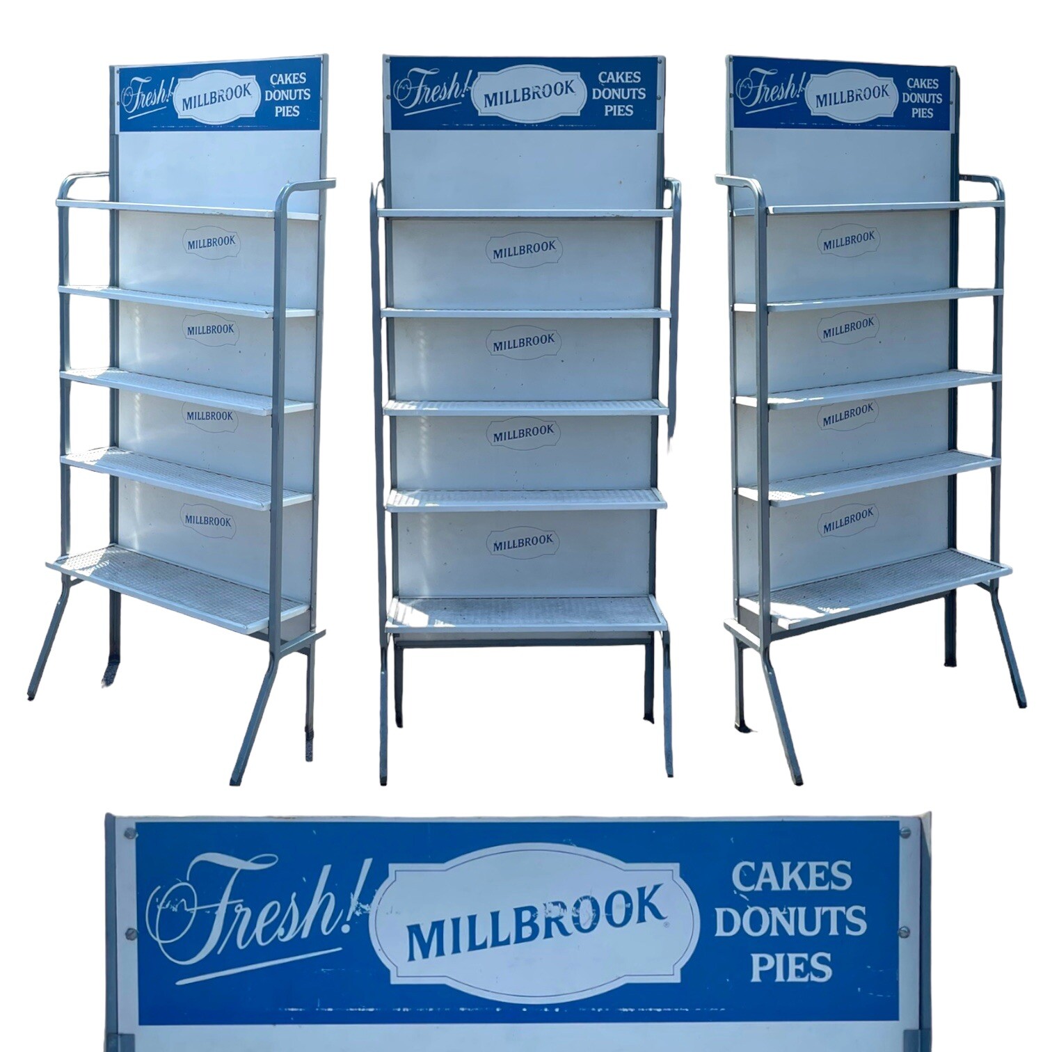 Vintage 50s MILLBROOK NY Folding Metal Store Display Bakery Rack Retro Shelving