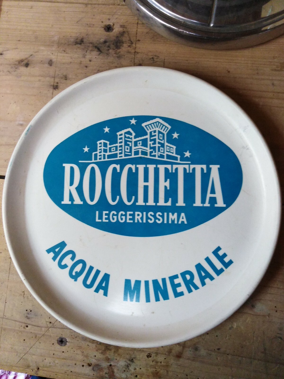 Vassoio Pubblicitario Acqua Rocchetta Anni 60, Plastica Baladelli Bologna