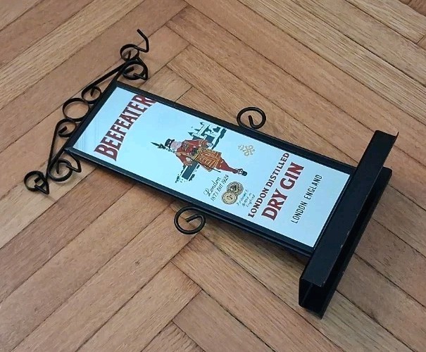 BEEFEATER GIN ADVERTISING MIRROR SIGN DISPLAY-BAR SET-70′-VINTAGE