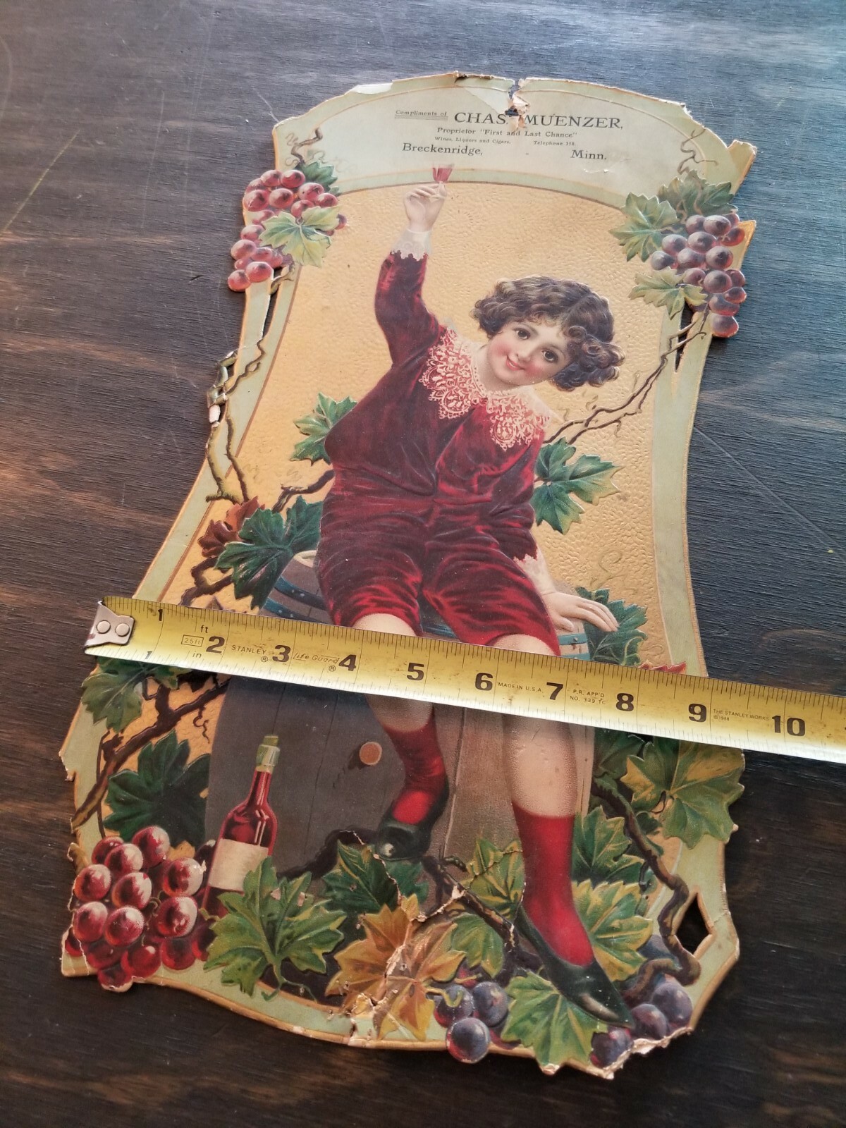 Antique Liquor Cigar Store Advertising Embossed Lithograph Breckenridge, Mn.