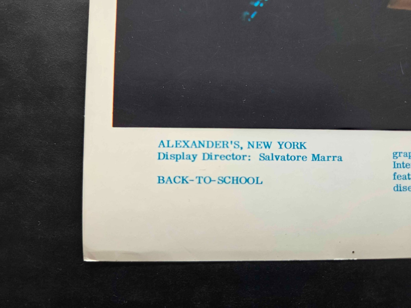 1974 ALEXANDER’S, NY WINDOW DISPLAY PHOTO PRINT BACK-TO-SCHOOL