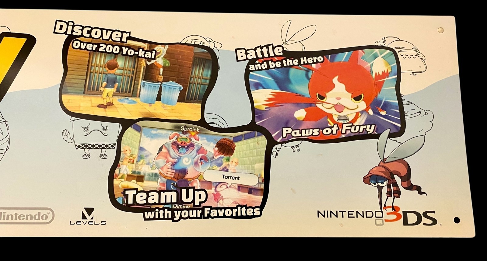 Nintendo 3DS Promo Store Display Sign Yo-Kai Watch 36″ x 7″
