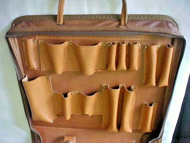 Vintage Salesman Sample Bag Handled Tote Case Zip Closure 25 Inserts Inside