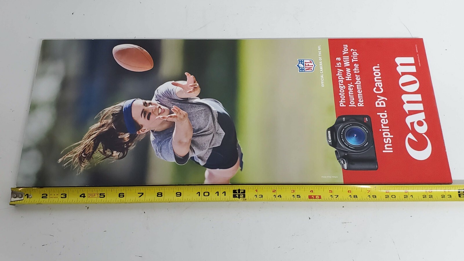 Canon Rebel XSi Camera Lens Store Dealer Display Sign Advertising Woman Football