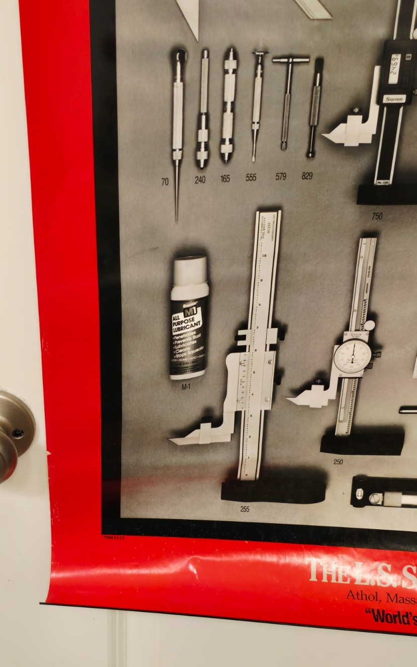 Vintage Starrett Tools Poster Original Store Display Banner Advertising 38 x 26″