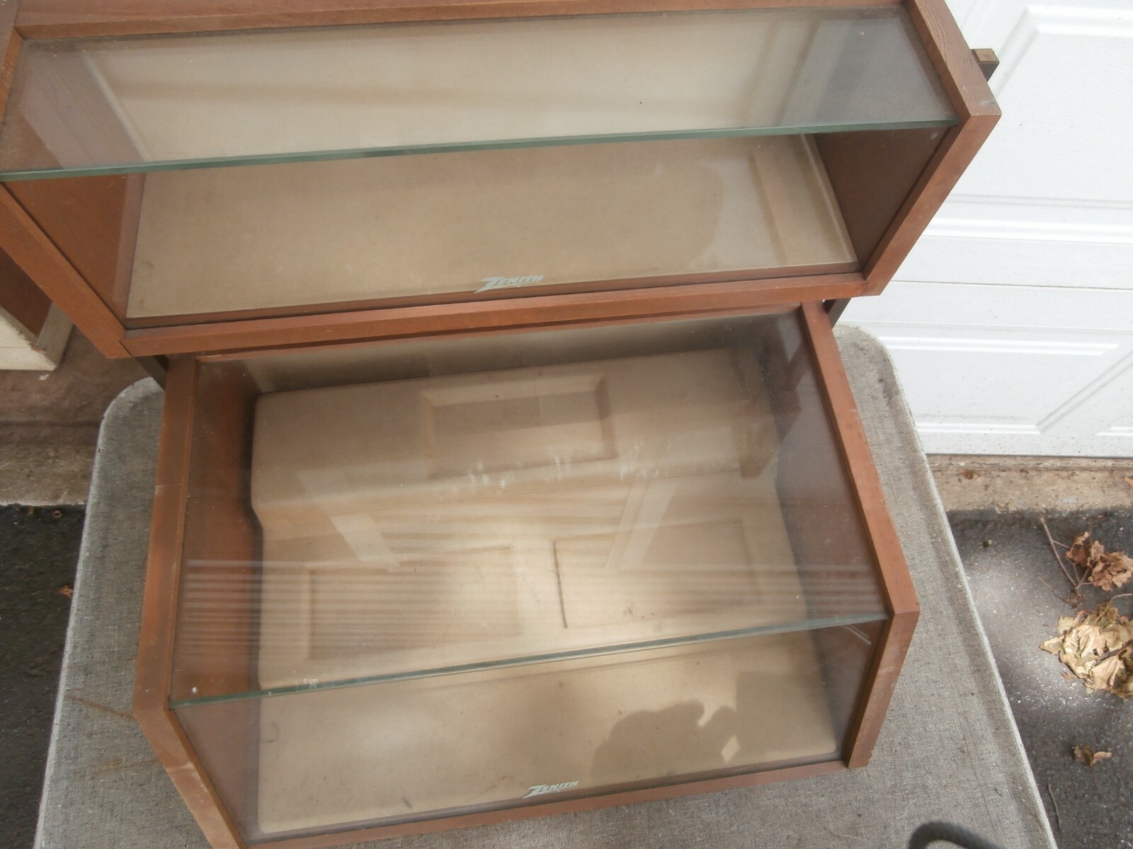 Vintage Zenith Store Wooden w/ Glass Display Cabinet Case Showcase 1960’s 70’s