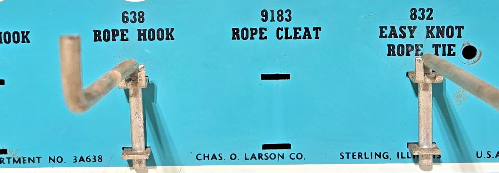 Vintage Chas. O. Larson Co.-” ROPE HARDWARE”- Metal Rack Hardware Store Display