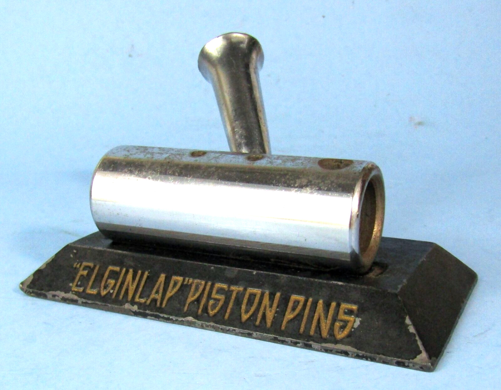 VINTAGE ELGINLAP PISTON PINS METAL ADVERTISING PAPERWEIGHT PEN HOLDER
