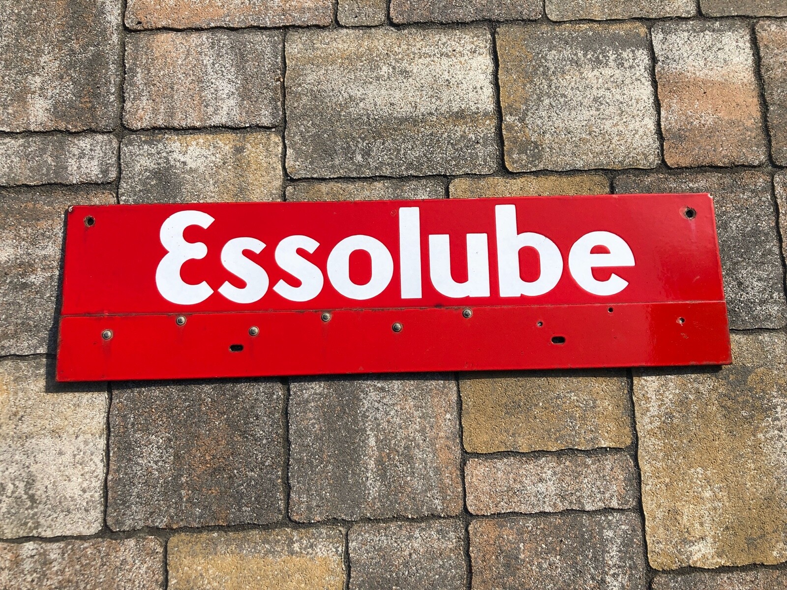 ANCIENNE PLAQUE EMAILLEE ESSO ESSOLUBE BIDON HUILE Motor Oil PUMPE TOLE OEL TOLE