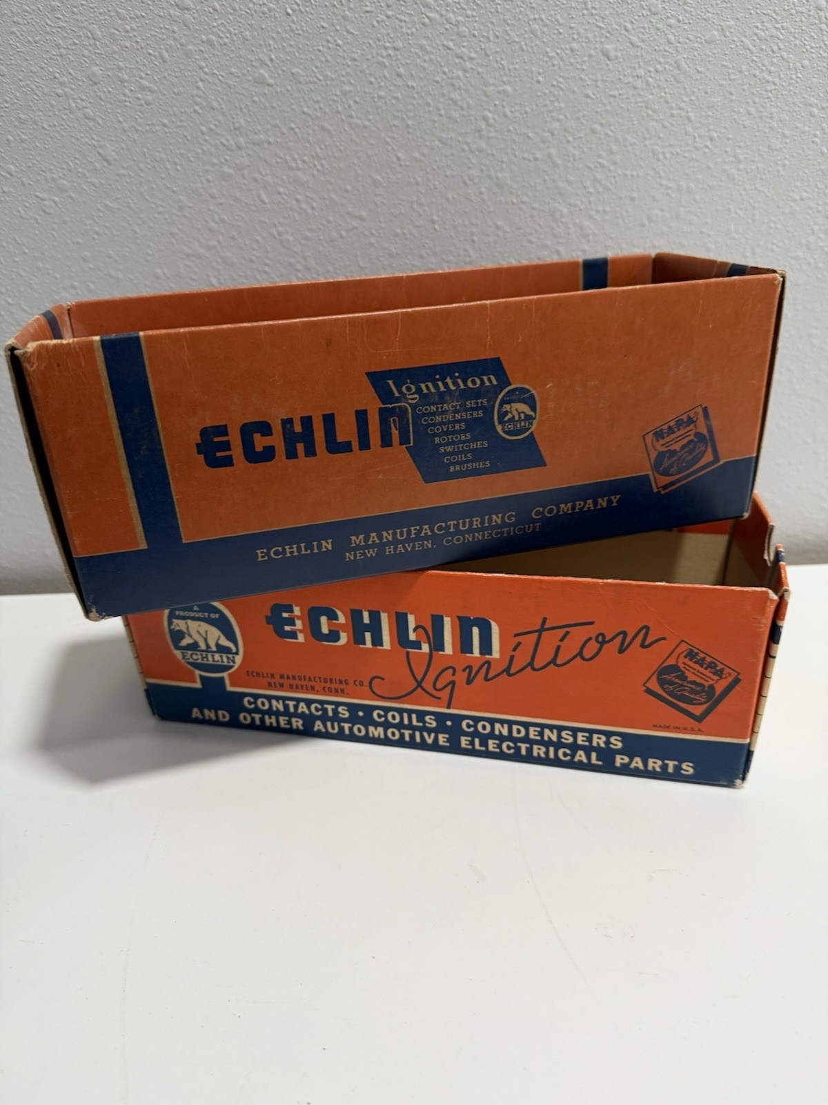 VINTAGE NAPA ECHLIN AUTOMOTIVE PARTS CARDBOARD STORAGE STORE DISPLAY BIN