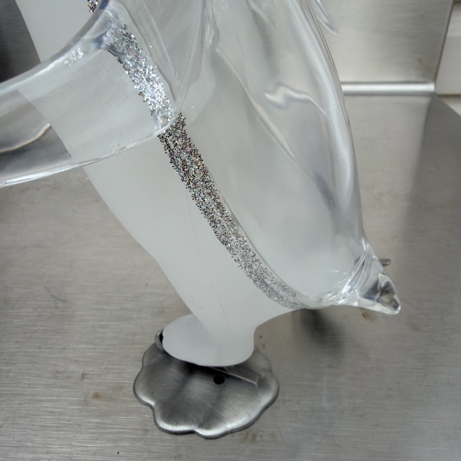 Lot Of 3 Lucite Penguin On Ice Skates MCM Clear & Frosted Movie Prop- Vintage