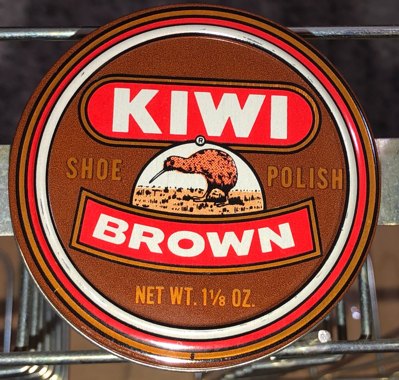Kiwi Shoe Polish Tins Vintage Metal Store Counter-Top Stand 1940’s w Tin Old