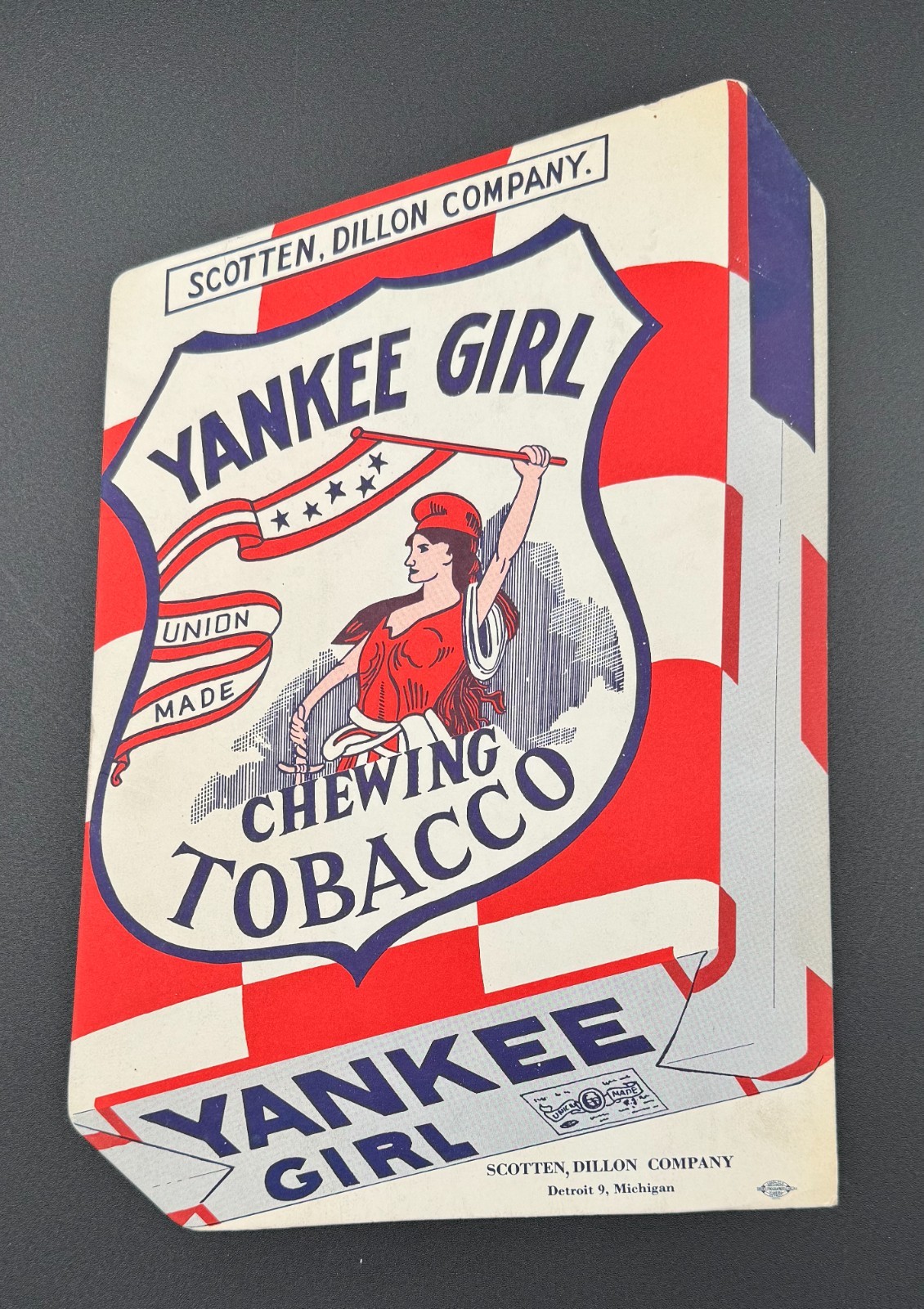 Vintage Original Yankee Girl Chewing Tobacco Advertising Display Sign